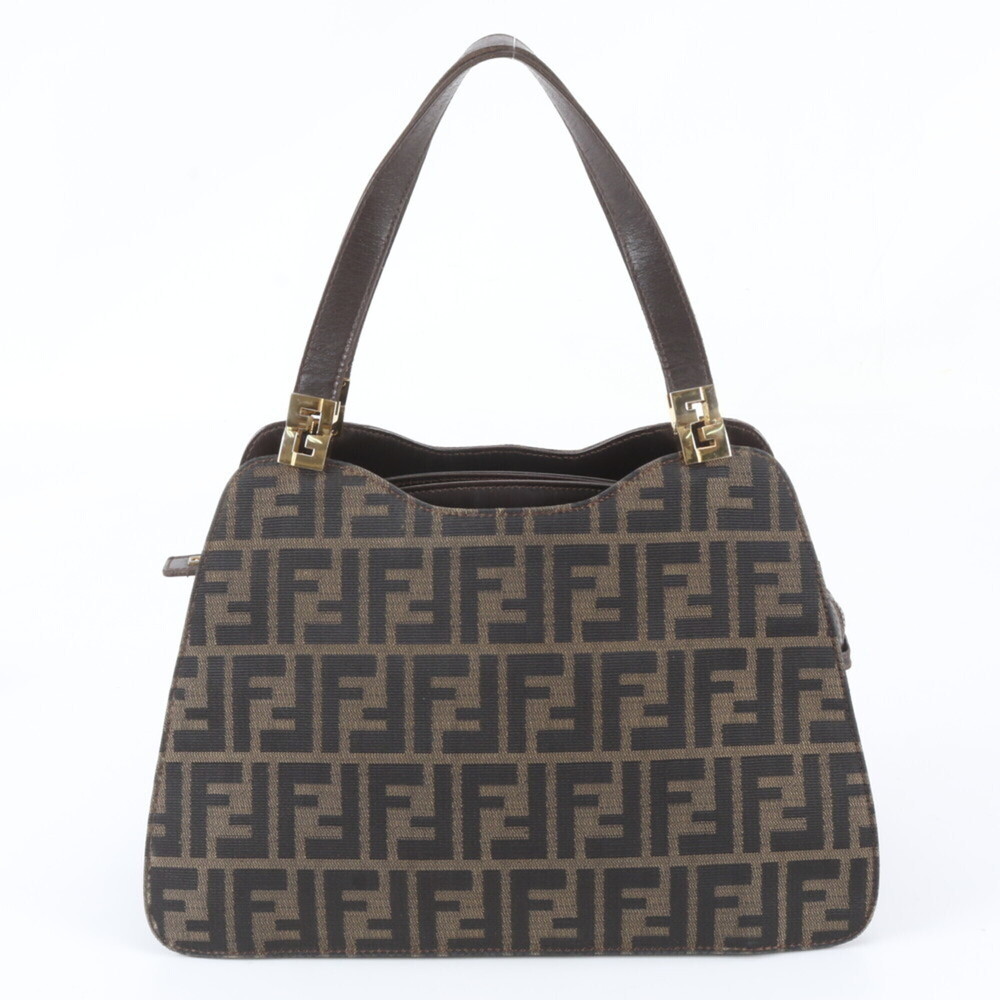 FENDI Brown Leather Zucca Shoulder Bag
